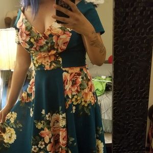 Vintage Dresses - 50s off shoulder floral dress by steady clothing Vintage Dresses - 50s off shoulder floral dress by steady clothing